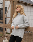 Textured Ribbed Funnel Neck Sweater