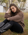 Cable-Knit Long Sleeve Sweater