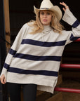 Striped Knit Hooded Sweater