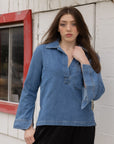 Long Sleeve Oversized Denim Top