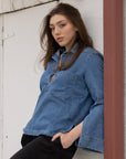 Long Sleeve Oversized Denim Top