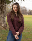 High Collar Half Zip Ribbed Sweater