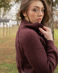 High Collar Half Zip Ribbed Sweater