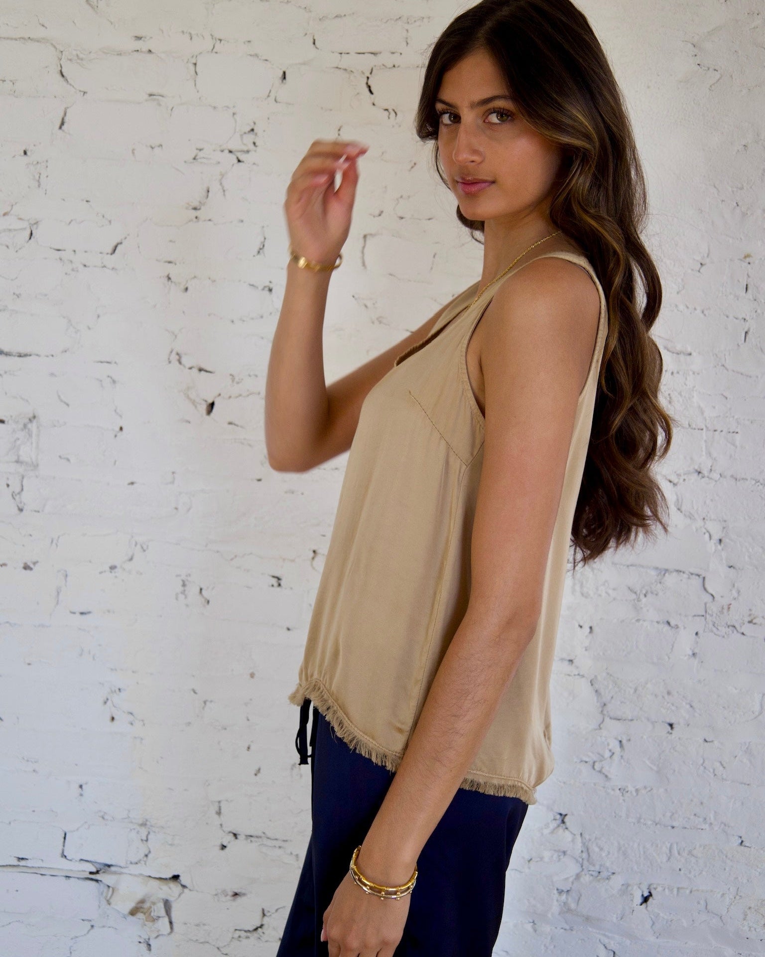 Milano Fringe Hem Silk Tank